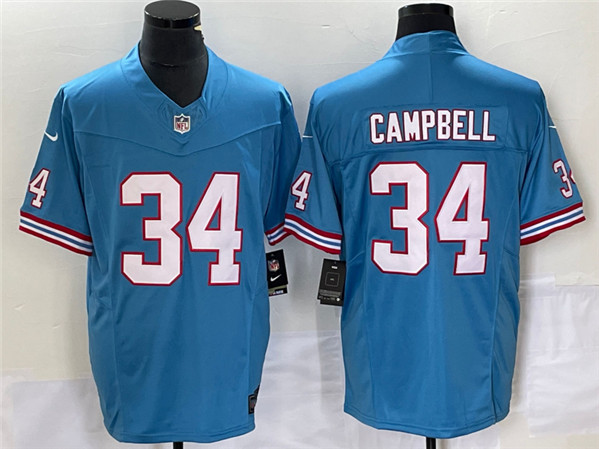 Men's Tennessee Titans #34 Earl Campbell Light Blue 2023 F.U.S.E. Vapor Limited Throwback Stitched Football Jersey - Click Image to Close